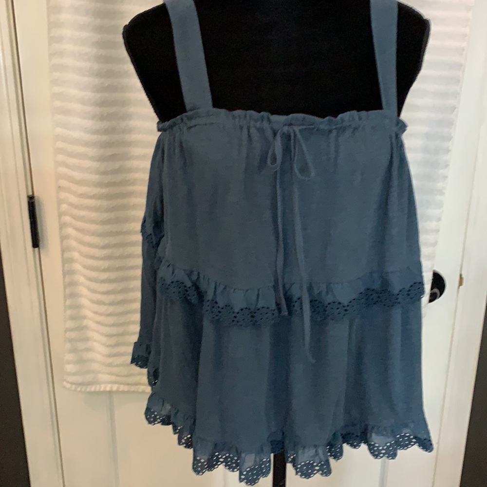 NWT Anthropologie navy ruffled camisole top